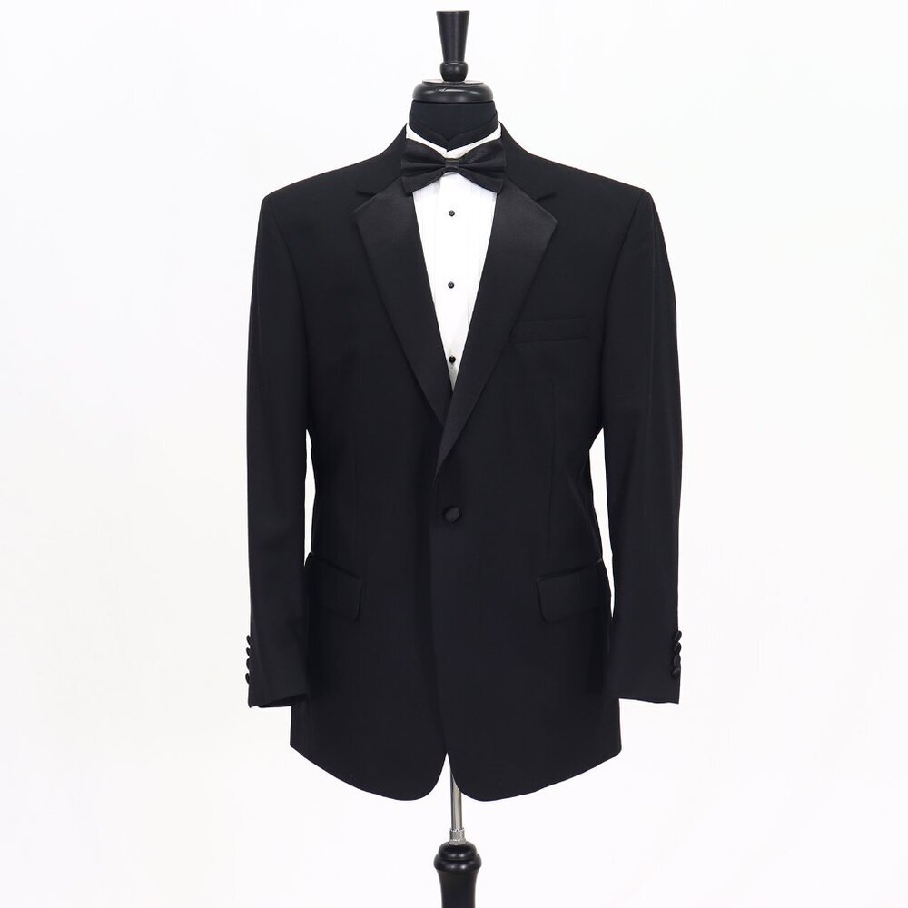 Jos. A. Bank 44R Black Solid 1-Button Sport Coat Blazer Jacket T303
